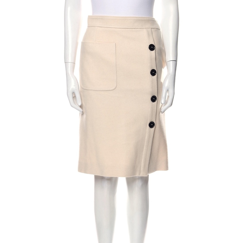 Yves Saint Laurent Rare Collectible 2007 Knee-Length Cream Cashmere Skirt